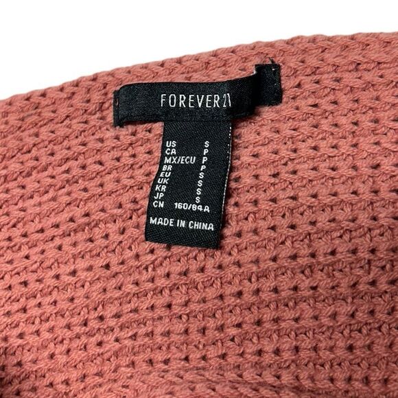 Forever 21 Pink Knit Off the Shoulder Sweater Open Back Cute Sexy Jumper - Picture 5 of 7